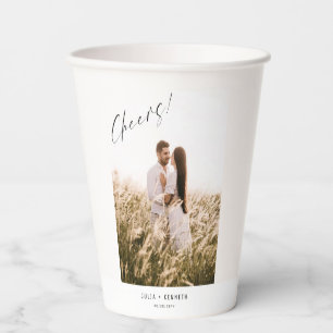 Minimalistic Elegant Wedding Photo Paper Cups