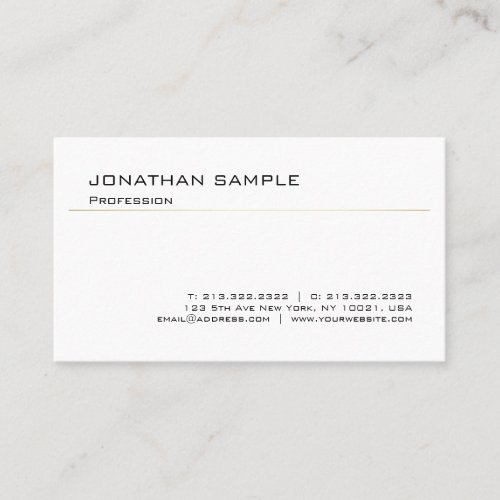 Minimalistic Elegant White Gold Trendy Design Business Card