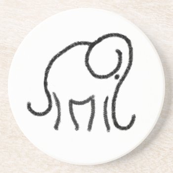 Minimalistic Elephant Emblem Stone Drink Coaster by EleSil at Zazzle