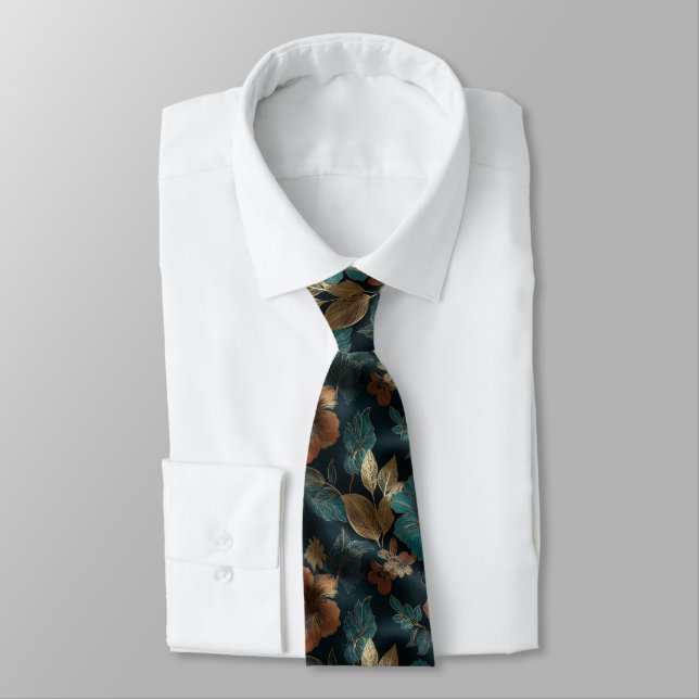 Minimalistic Fathers Day Gift Tropical Flower Neck Tie (Tied)