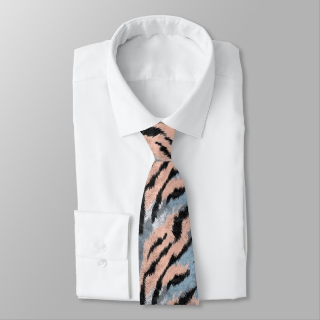 Minimalistic Fathers Day Tiger Print Neck Tie (Tied)