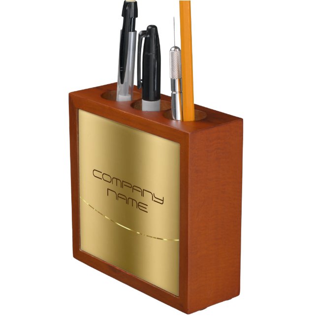 Minimalistic faux gold texture desk organizer (In Situ)