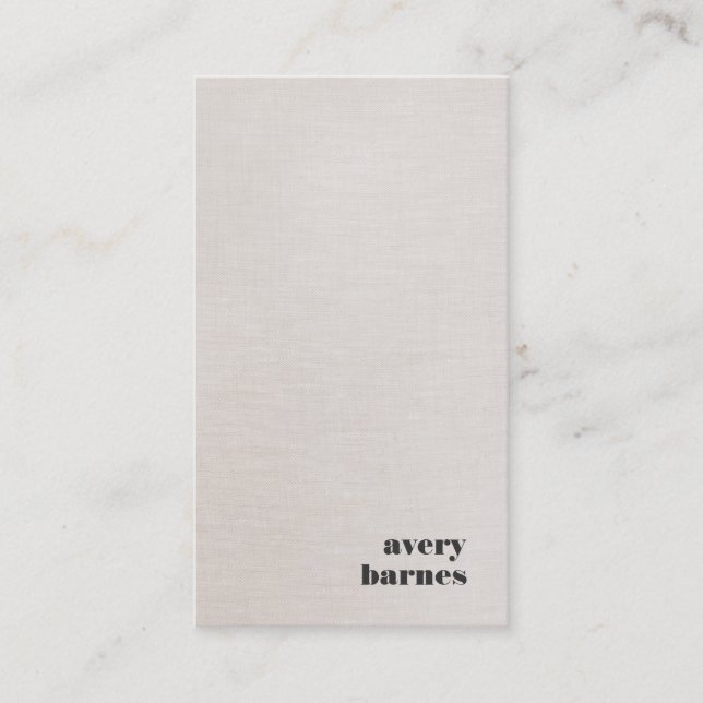 Minimalistic Faux Linen Simple Modern Business Card (Front)