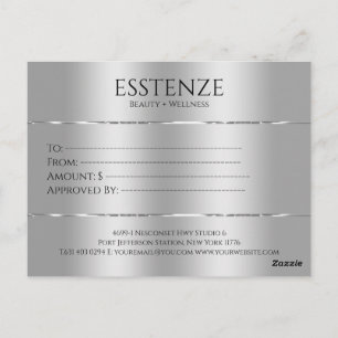 Minimalistic faux silver texture gift certificate postcard