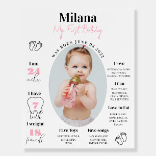 Minimalistic First Birthday Photo Milestones Sign