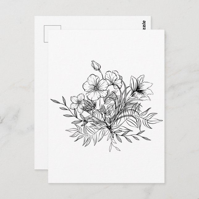 Minimalistic Floral Bouquet  Postcard (Front/Back)