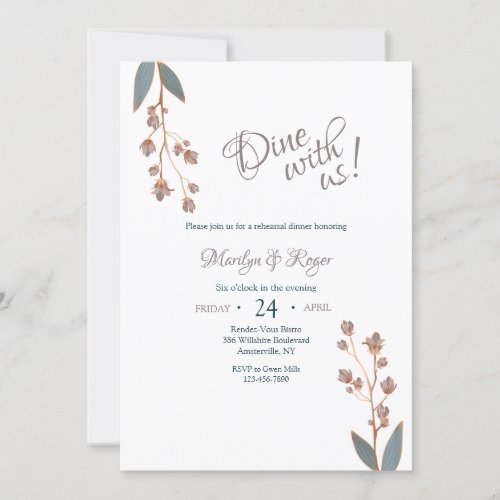 Minimalistic Floral Rehearsal Dinner Invitation