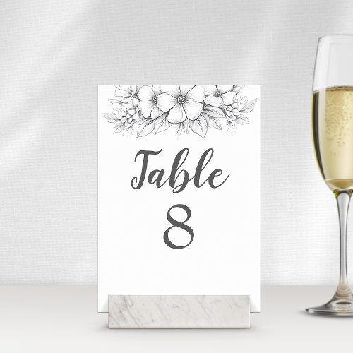 Minimalistic Floral Table Number