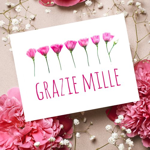 Minimalistic floral thank you postcard grazie