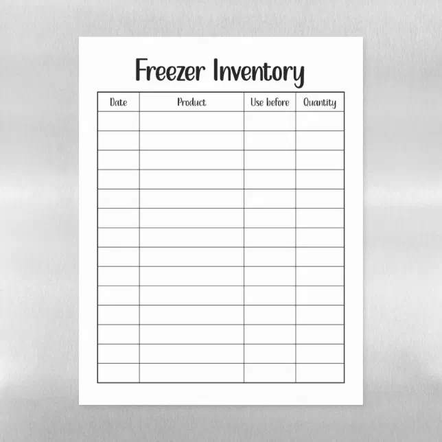 Minimalistic Freezer Inventory Magnetic Dry Erase Sheet | Zazzle