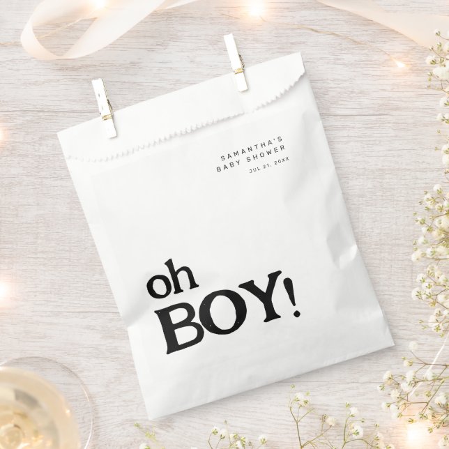 Minimalistic Fun Oh Boy Baby Shower  Favor Bag (Clipped)