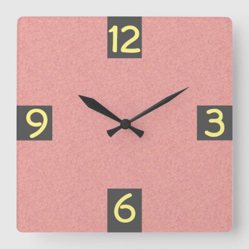 Minimalistic Girly Quarterly Digits on any Color Square Wall Clock