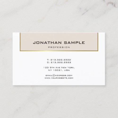 Minimalistic Glamorous Design Trendy Gold Plain Business Card