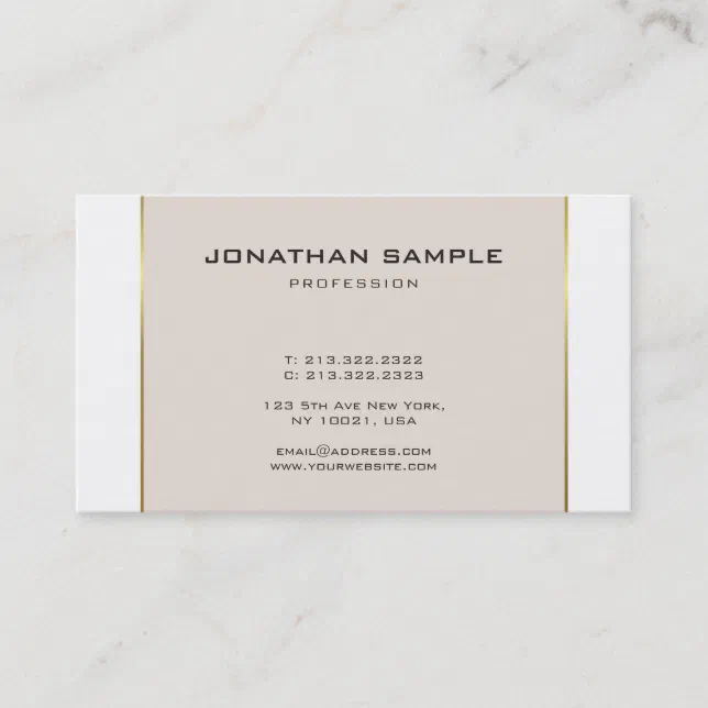Minimalistic Glamour Design Trendy Gold Plain Business Card | Zazzle