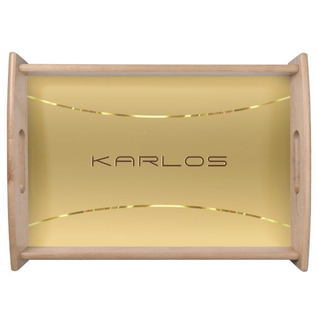 Minimalistic gold background metallic look acrylic serving tray (Front)
