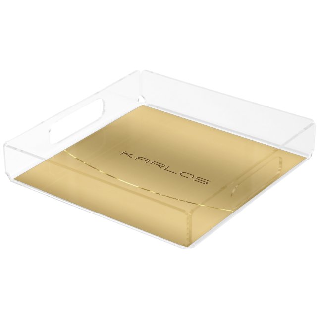Minimalistic gold background metallic look acrylic tray (Angled)