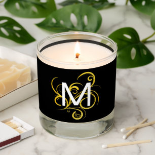 Minimalistic Gold Black and White Monogram Scented Candle
