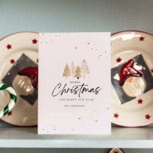 Minimalistic Gold Christmas Trees Aesthetic Invitation