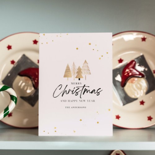 Minimalistic Gold Christmas Trees Aesthetic Invitation