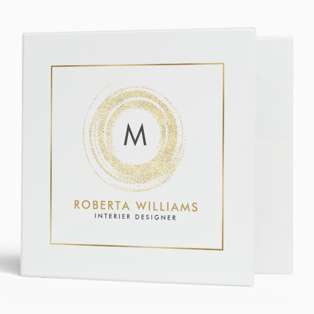 Minimalistic Gold Circle Monogram 3 Ring Binder (Front/Inside)