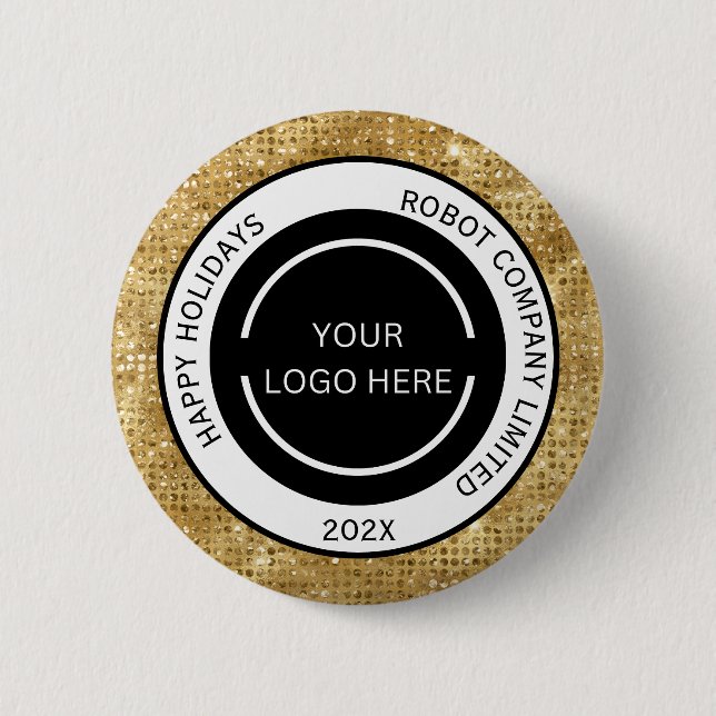 Minimalistic Gold Company Logo and Name  Button (Front)
