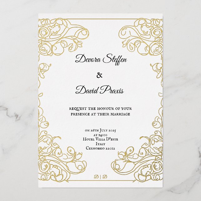 Minimalistic gold foil elegant decorative invite (Front)