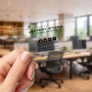 Minimalistic Gold Frame Border Clear Business Cards