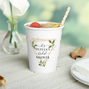 Minimalistic Gold Geometric Bridal Shower Paper Cu Cups