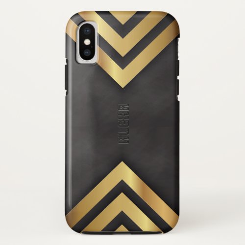 Minimalistic Gold Geometric Triangle Design iPhone X Case