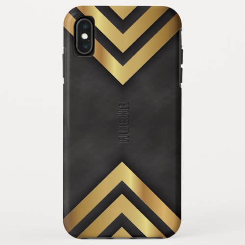Minimalistic Gold geometric triangle on black iPhone XS Max Case