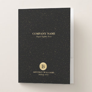Minimalistic Gold Glitter On Black Pocket Folder