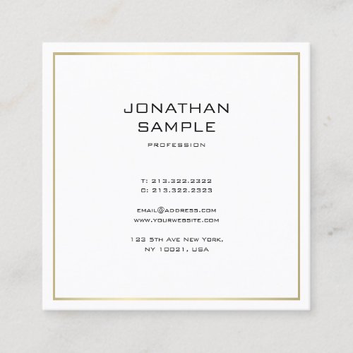 Minimalistic Gold Look Trendy Professional Elegant Square Business Card
