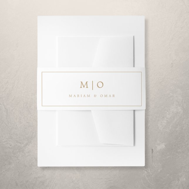 Minimalistic Gold Monogram Wedding Invitation Belly Band (Creator Uploaded)