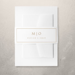 Minimalistic Gold Monogram Wedding Invitation Invitation Belly Band