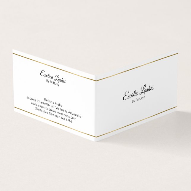 Minimalistic Gold stripes blue tint background Business Card (Outside)