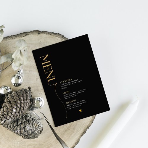 Minimalistic Gold White and Black Christmas Menu Invitation