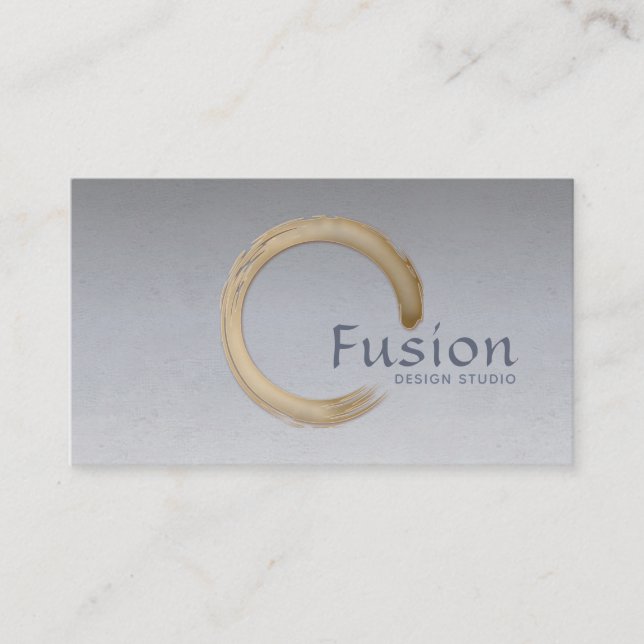 Minimalistic Golden Enso Circle Business Card (Front)