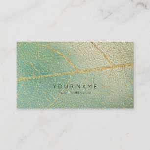 Minimalistic Golden Leaf Mint Vip Beauty MakeUp Business Card