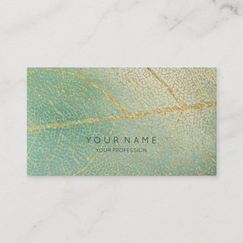 Minimalistic Golden Leaf Mint Vip Beauty MakeUp Business Card