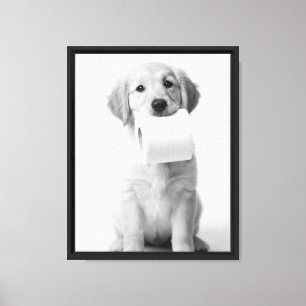 Minimalistic Golden Retriever Puppy Toilet Paper Canvas Print