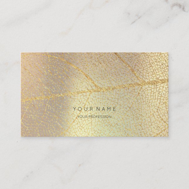 Minimalistic Golden Rose Gold Leaf Blush Metallic Business Card (Front)