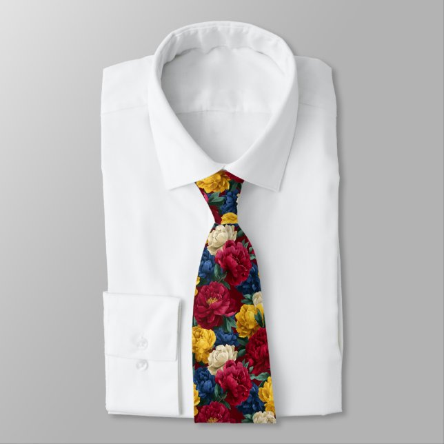 Minimalistic Graduation Gifts For Him Peonies Flow Neck Tie (Tied)