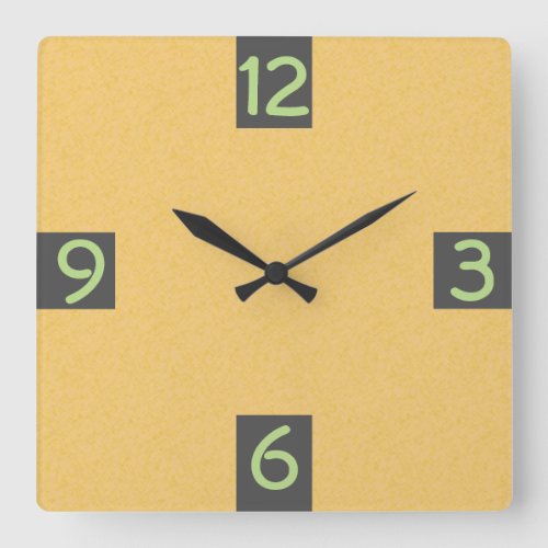 Minimalistic Graphic Quarterly Digits on any Color Square Wall Clock