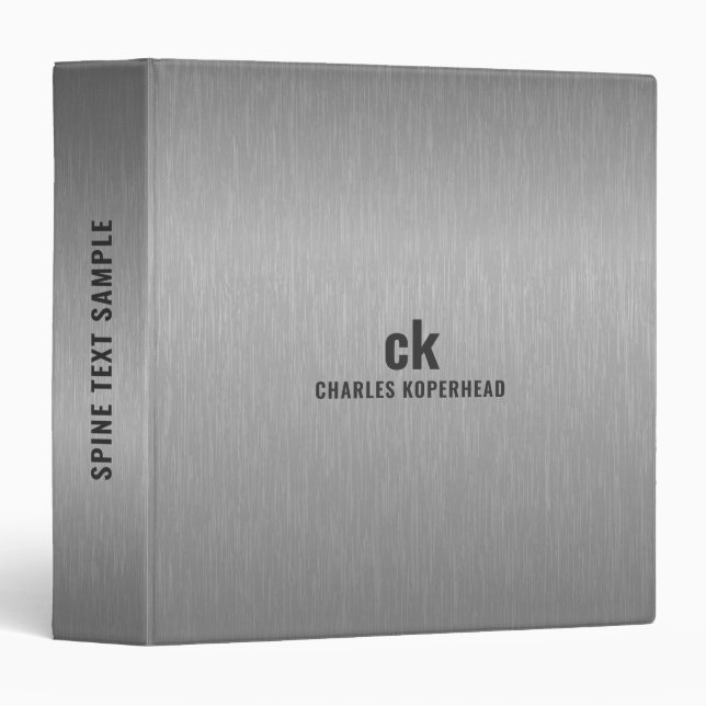 Minimalistic Gray Black Metallic Texture Print 3 Ring Binder (Front/Spine)