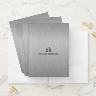 Minimalistic Gray Black Metallic Texture Print Pocket Folder