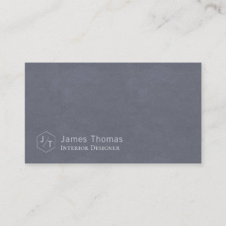 Minimalistic Gray Blue Monogram Business Card