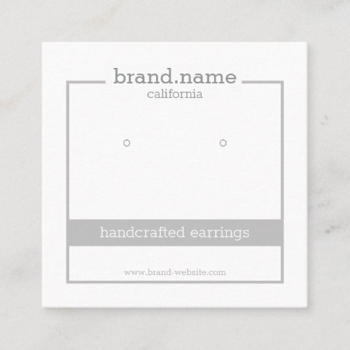 Minimalistic Gray Handmade Jewelry Display Holder Square Business Card