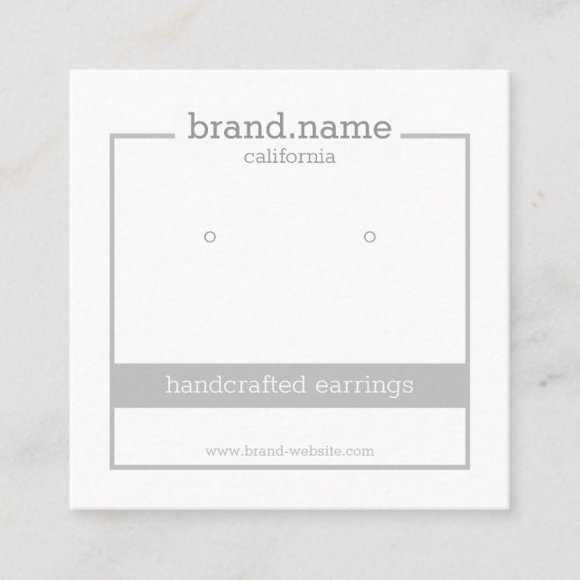 Minimalistic Gray Handmade Jewelry Display Holder Square Business Card (Front)