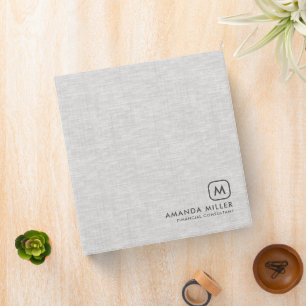 Minimalistic Gray Linen Texture Gray Typography 3 Ring Binder