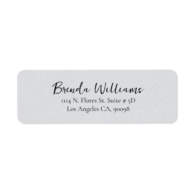 Minimalistic Gray Linen Texture White Script  Label (Front)